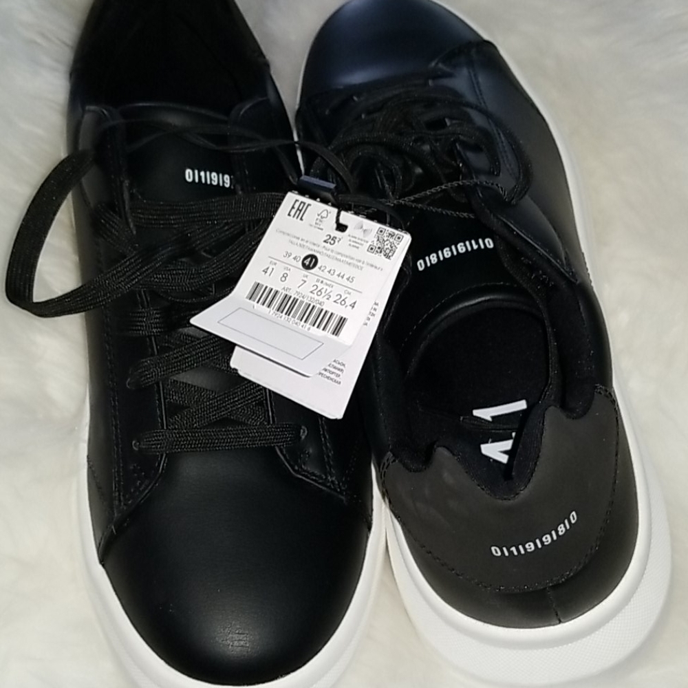 👣BERSHKA😄 Men's Faux Leather Platform Sneakers😃size 8 - Picture 5 of 13